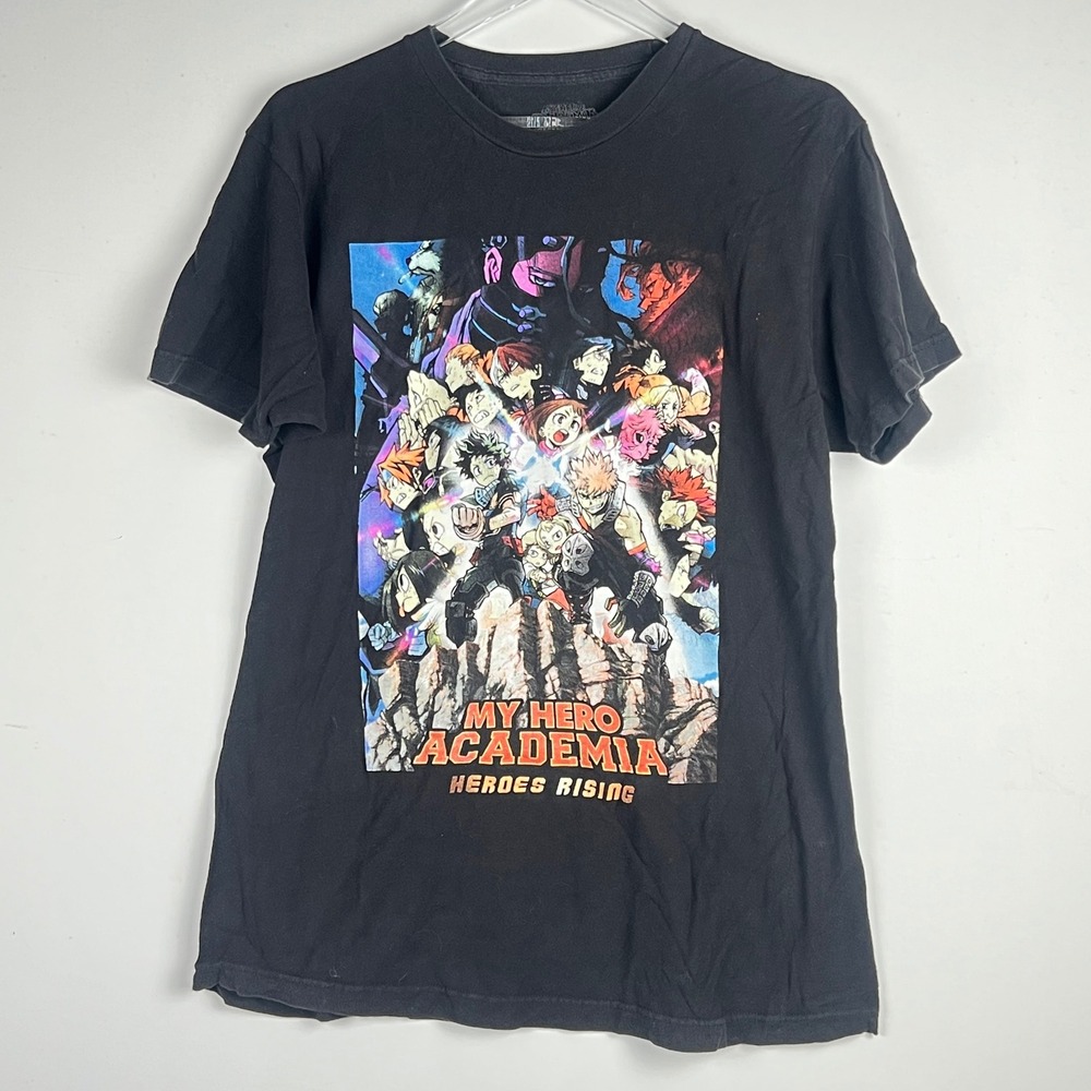 My Hero Academia Heroes Rising T Shirt Large Black Graphic Deku Bakugo Anime Tee
